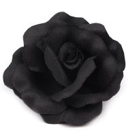Brož / ozdoba růže Ø6 cm, 1 ks, černá
